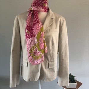 Silk patterned pinks/green floral scarf